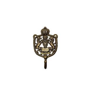 Solid Brass Coat Of Arms Wall Mount Hanging Hook Vintage